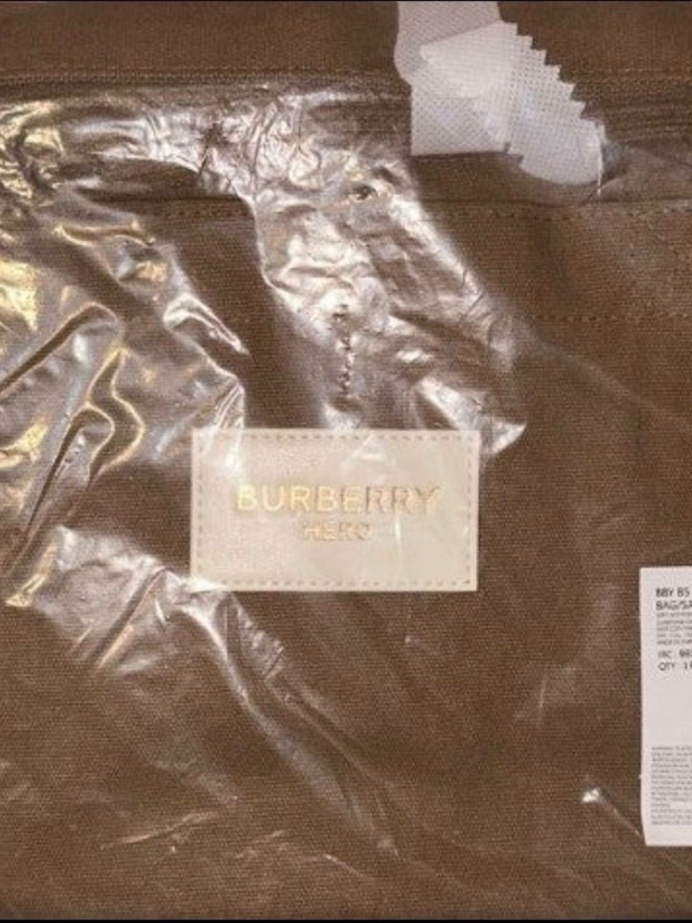 Burberry Brown Canvas Tote with Logo Patch - Picture 3 of 3